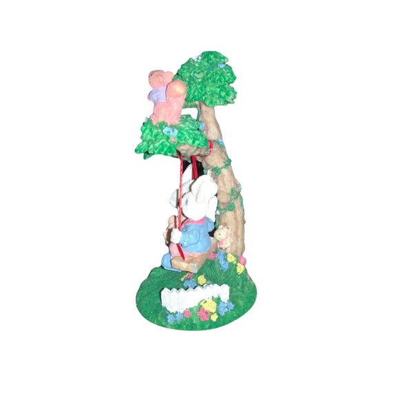 Tabletop Easter Decor- Rabbits Swinging in Tree - Picture 6 of 9